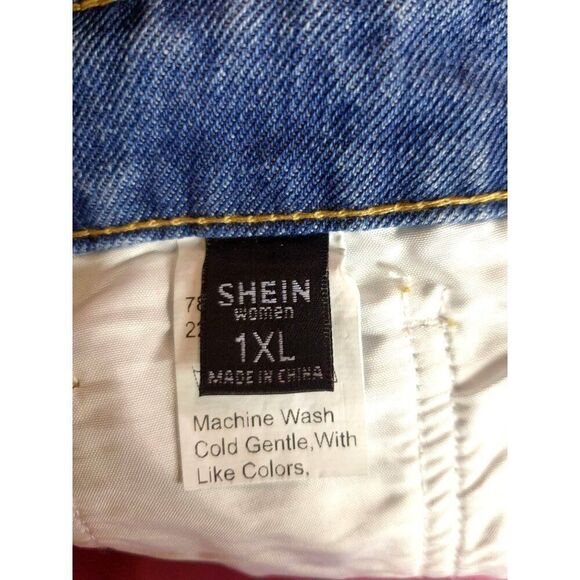 Shein Womens Denim Shorts 1XL Y2K Distressed High-Waisted Mom Frayed Hem  Pocket - Picture 5 of 5
